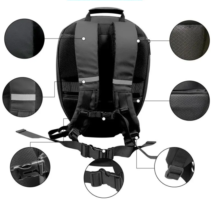 Motorrad Hartschalen Rucksack LED