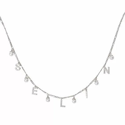 Chocker Namenskette Zirkonia Stein mit Perlen